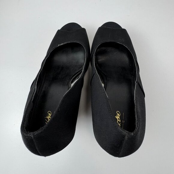 Black Peep Toe Wedge Heels Cork Platform Size 8 By Mossimo Sox-Tab - Picture 9 of 9